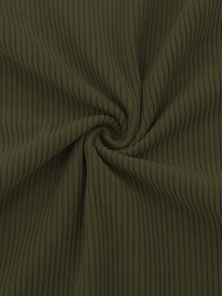 James™ | Cord Texture Button Mock Neck Pullover