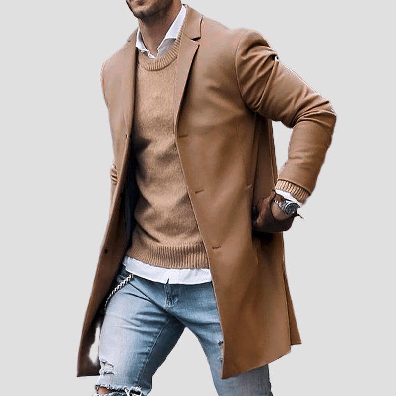 Grayson | Notch Lapel Single-Breasted Mid-Length Coat