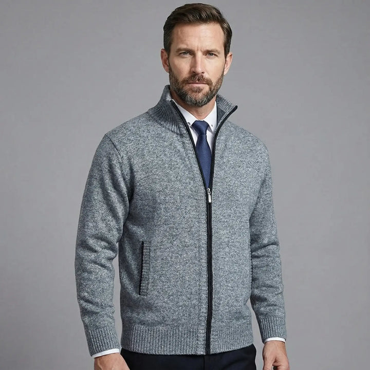 Owen | Solid Stand Collar Knit Cardigan