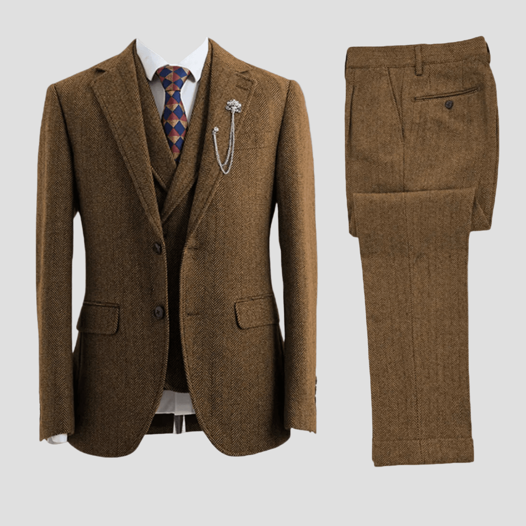 Carter | Tweed Herringbone 3-Piece Suit