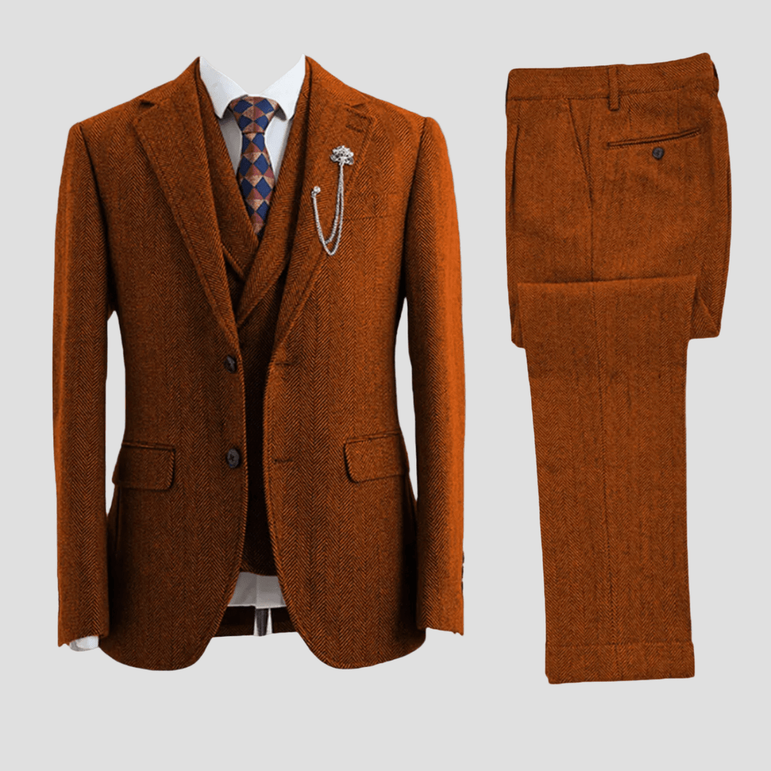 Carter | Tweed Herringbone 3-Piece Suit