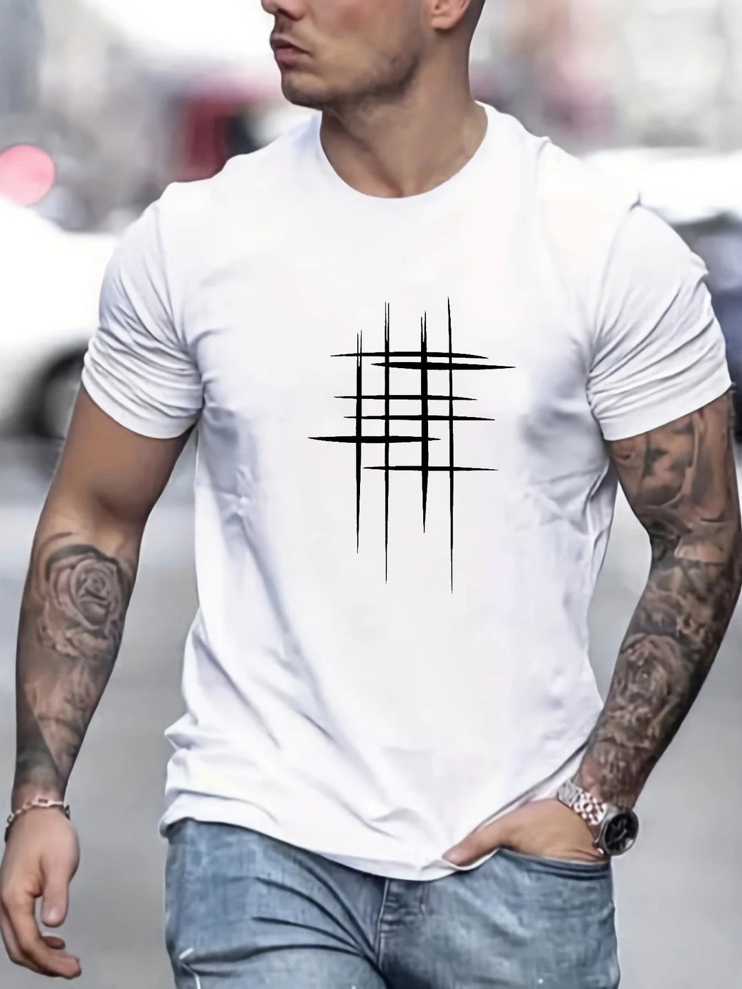 James™ | Elegant Round Neck T-shirt with Graphic Print