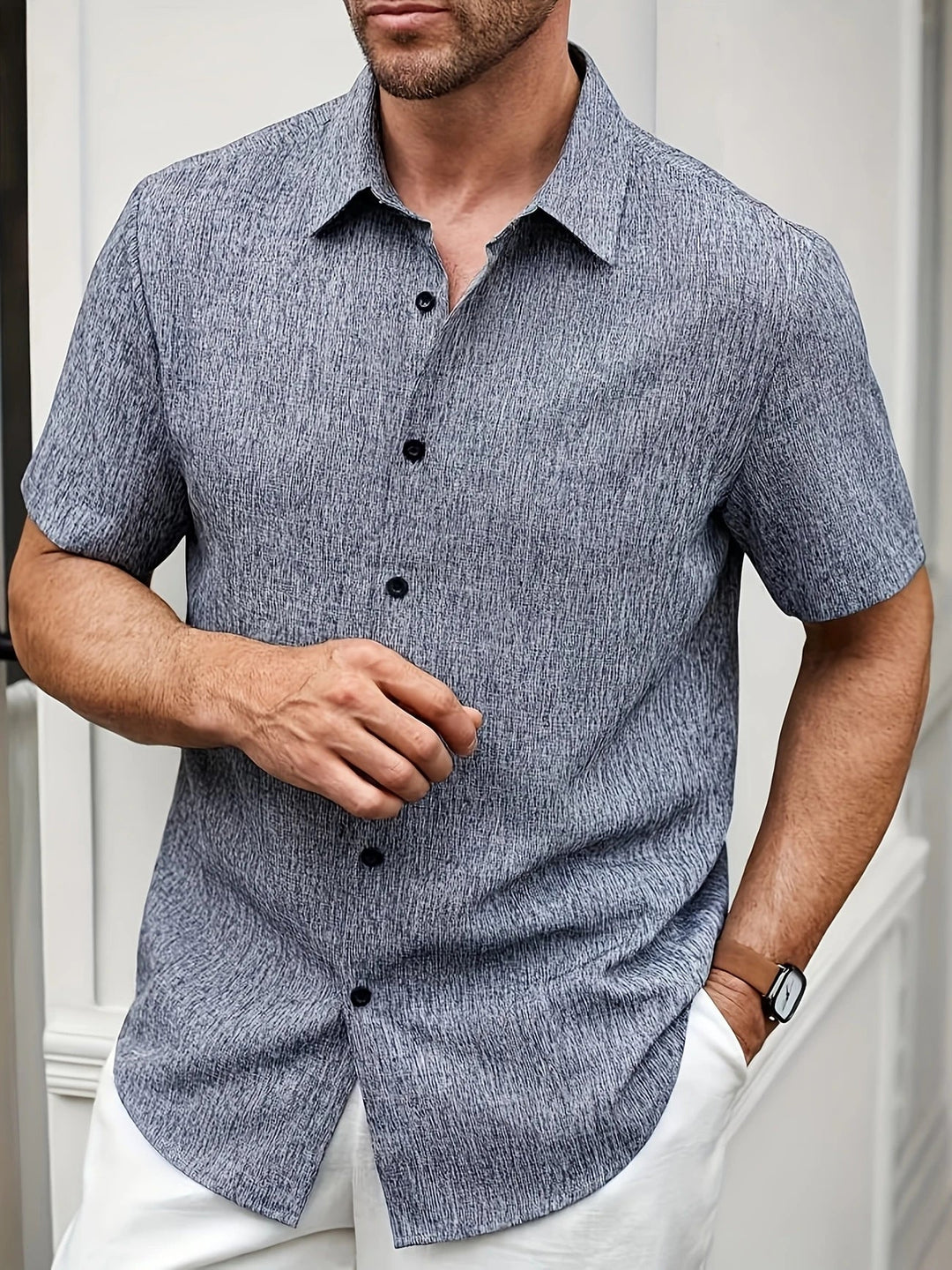 James™ | Lightweight Short-Sleeve Linen Blend Shirt