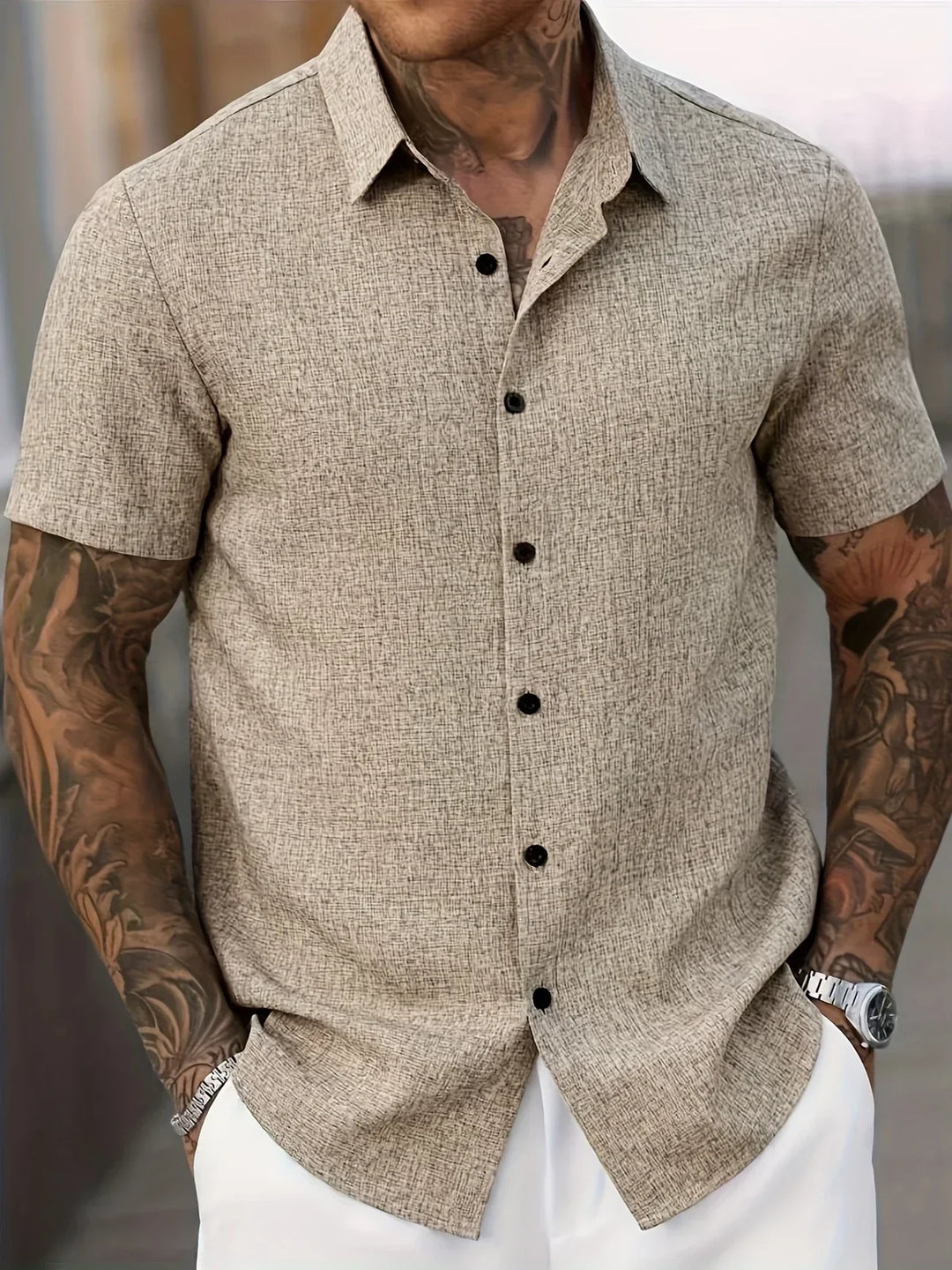 James™ | Lightweight Short-Sleeve Linen Blend Shirt